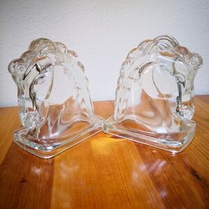 Federal Glass Horse Head Bookends